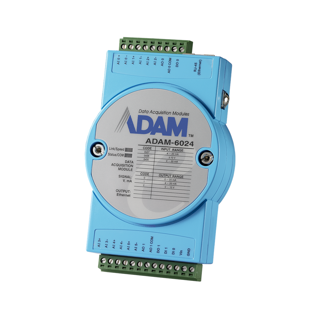Advantech ADAM-6024 - 6xAI/2xAO/2xDI/2xDO IoT Modbus/SNMP/MQTT Ethernet Remote I/O Module