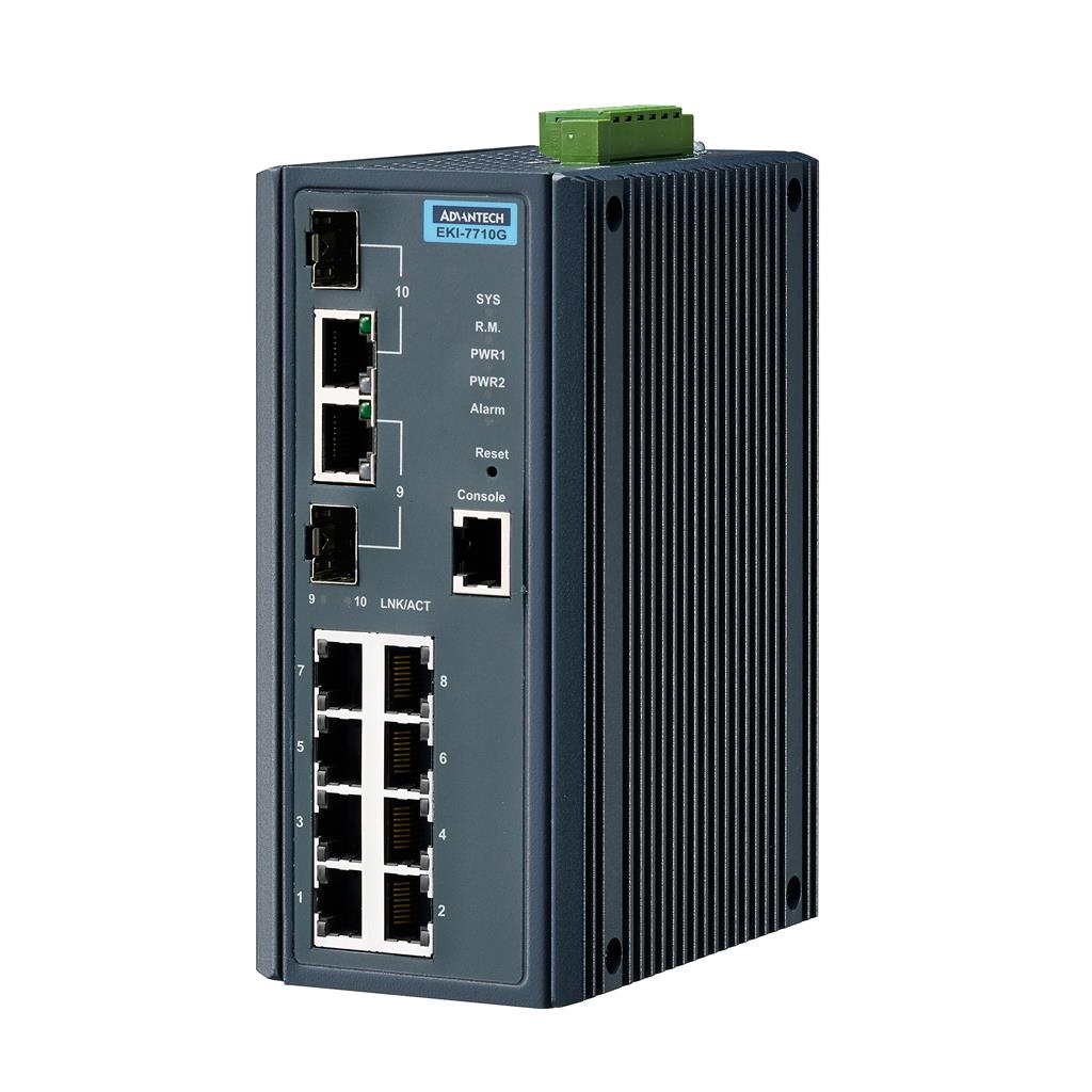 Advantech EKI-7712G-2FV - 12 Port Gigabit Managed Ethernet Switch with 4 Port for SFP and VDSL2