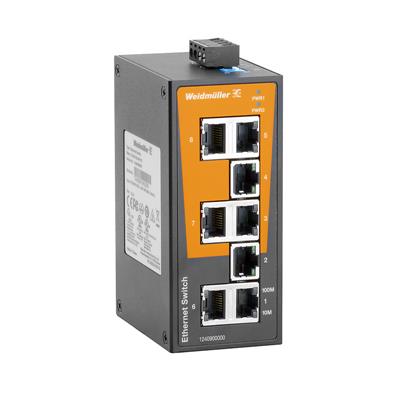 Weidmuller 1240900000 - IE-SW-BL08-8TX Industrial Ethernet Unmanaged Switch 8 x 10/100 RJ45 Ports