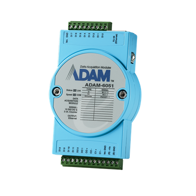Advantech ADAM-6051 - 12xDI/2xCounter/2xDO IoT Modbus/SNMP/MQTT Ethernet Remote I/O Module