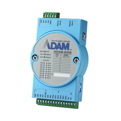 Advantech ADAM-6256 - 16xDO IoT Modbus/SNMP/MQTT Dual Port Ethernet Remote I/O Module