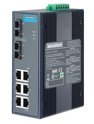 Advantech EKI-2728M - 6+2G SC Multi-Mode Unmanaged Ethernet Switch