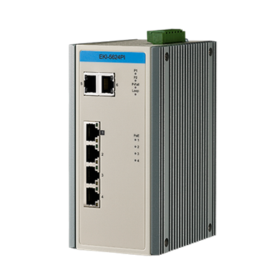 Advantech EKI-5624PI - 4FE+2GE Industrial Ethernet Switch with PoE - Wide Temp