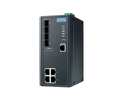 Advantech EKI-7708E-4FPI - 4+4G Port Gigabit Ethernet Ethernet Switch with 4 PoE+ Port - Wide Temp