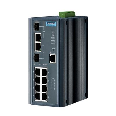 Advantech EKI-7710E-2CP - 8+2G Port Gigabit Ethernet Switch with 8 PoE+ Port 24-48VDC
